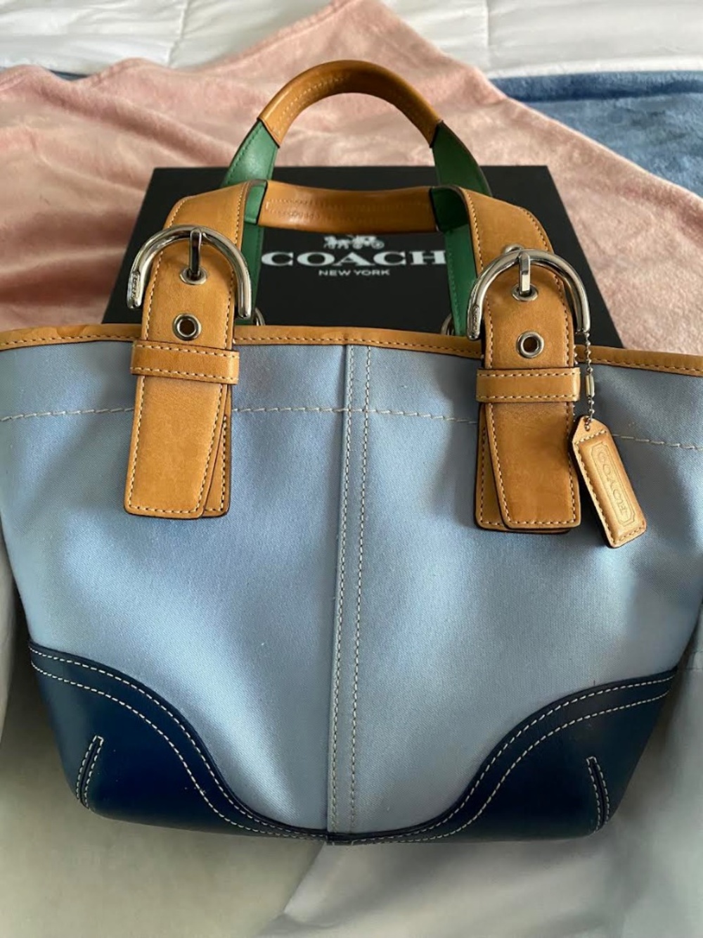 Vintage Mini Coach Tote #L2J-9509 with Dust Cover and Box